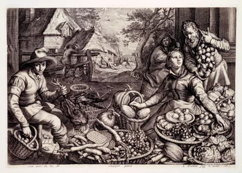 Herbstprodukte und Wild, Druck von Jacob Matham, 1603